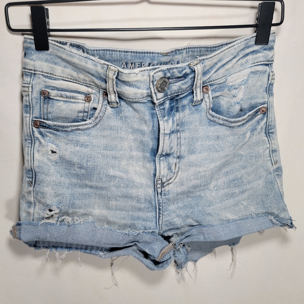 American Eagle Outfitters size 8 distressed jean shorts in great condition.